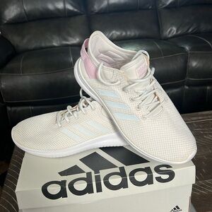Adidas Ladies size 10 running shoes. White/pink. Brand new never worn.